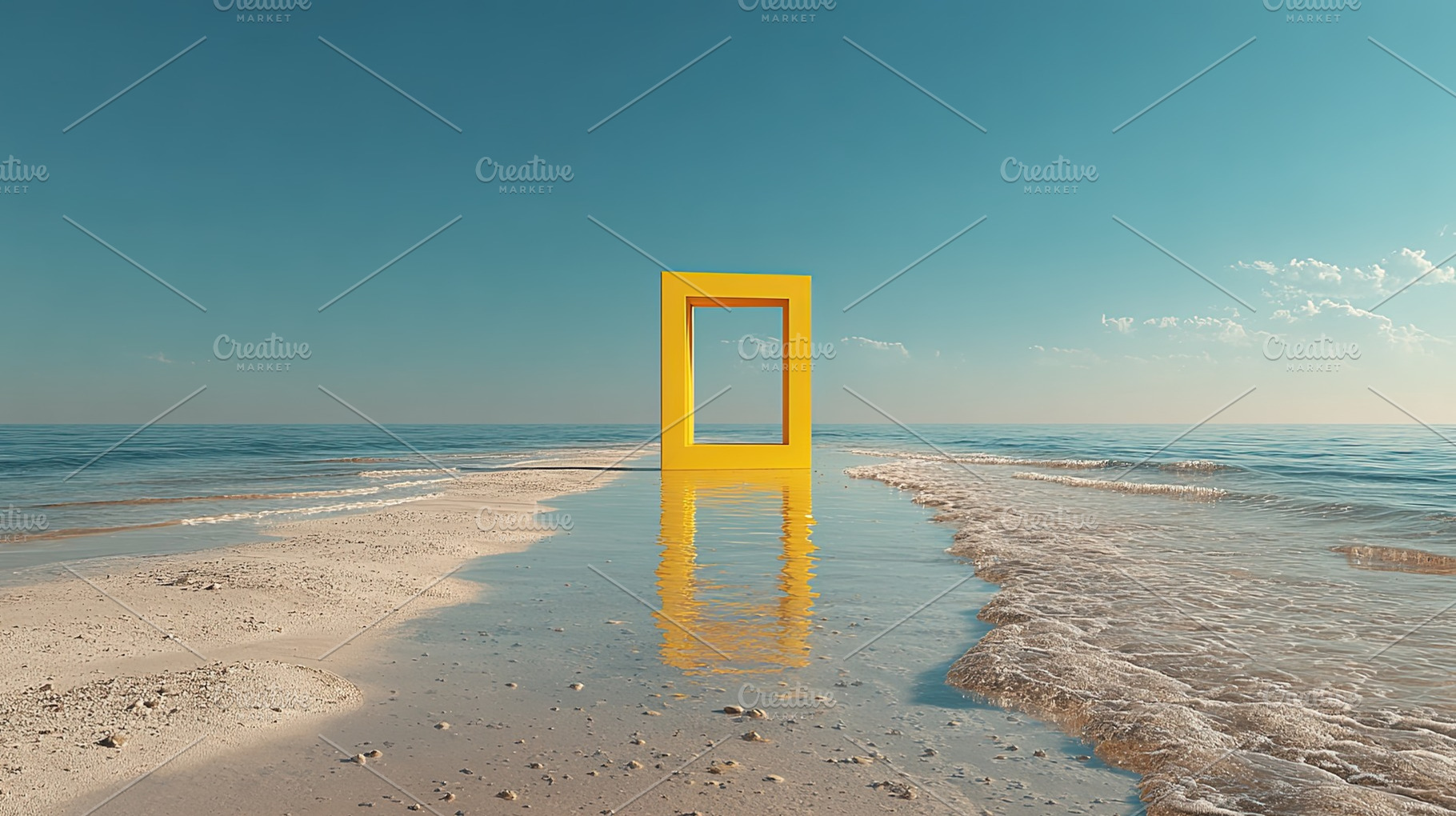Yellow Frame on Tranquil Beach, an Architecture Photo by Ales Munt
