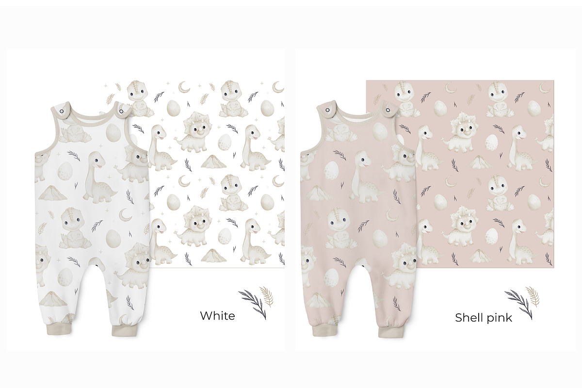 Baby Dinos seamless patterns set, a Pattern Graphic by tetiartline (Photo 3 of 8)