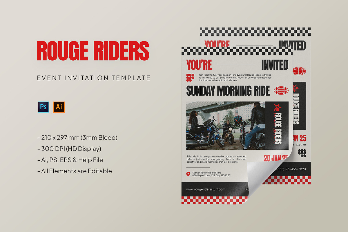 Rouge Riders - Event Invitation, a Print Template by StreaksideStd (Photo 1 of 3)