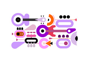 Trumpets And Guitars vector design, an Illustration by danjazzia