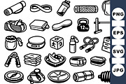 Fitness Equipment Clipart Bundle for, an Illustration by designvectx (Thumbnail 1 of 3)
