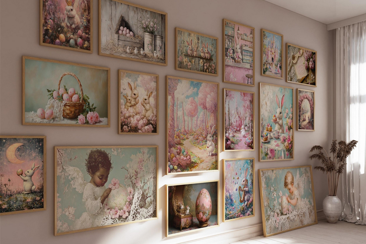 Vintage Easter Wall Art Collection, an Illustration by PrintablesByFranklyn (Photo 1 of 9)