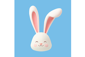3D rabbit ears on an isolated, an Illustration by ModVector