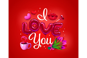 I love you valentines day quote, an Illustration by Vector Tradition