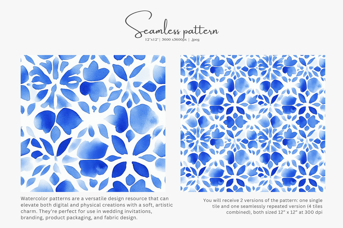 blue tile seamless pattern, a Pattern Graphic by Pink Studio Art (Photo 5 of 5)