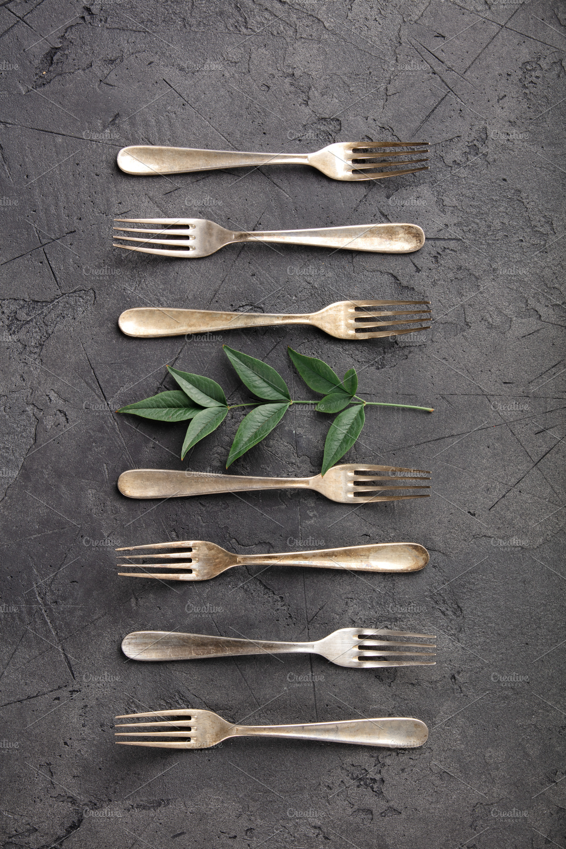 Rustic Culinary Flat-Lay Collection with Vintage Silverware, Spi, a Food & Drink Photo by Natalia Klenova's Shop
