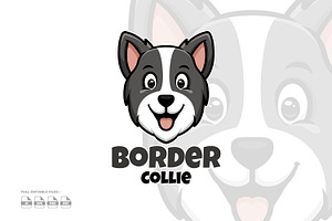 Border Collie Dog Cartoon Logo