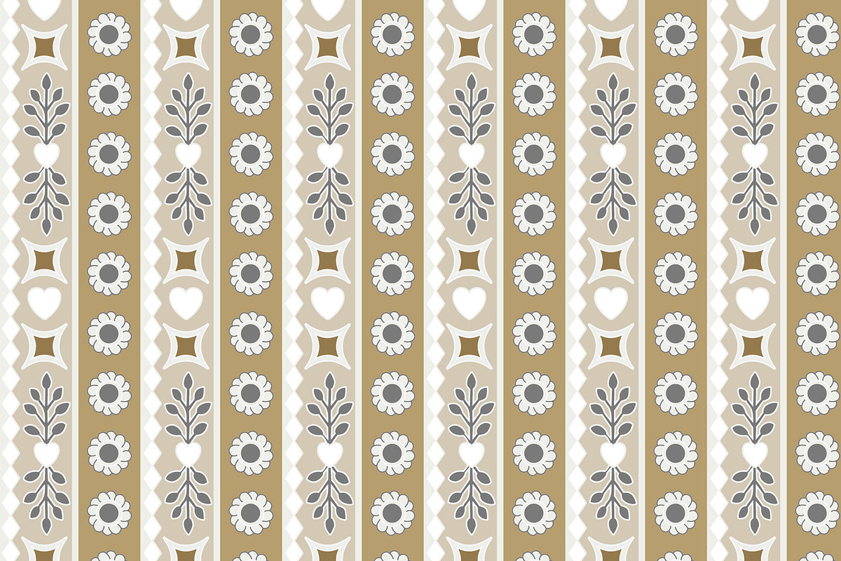 Beige and Grey Hearts and Floral, a Pattern Graphic by Sharon Schwalbe (Photo 1 of 2)