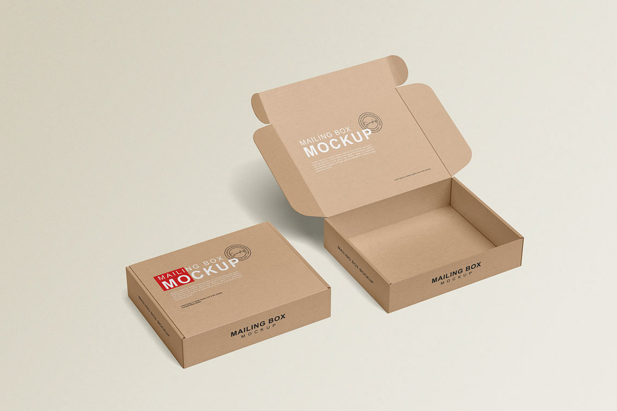 Realistic Mailing Box Mockup, a Cups & Container Mockup by Pexelyou (Photo 2 of 8)