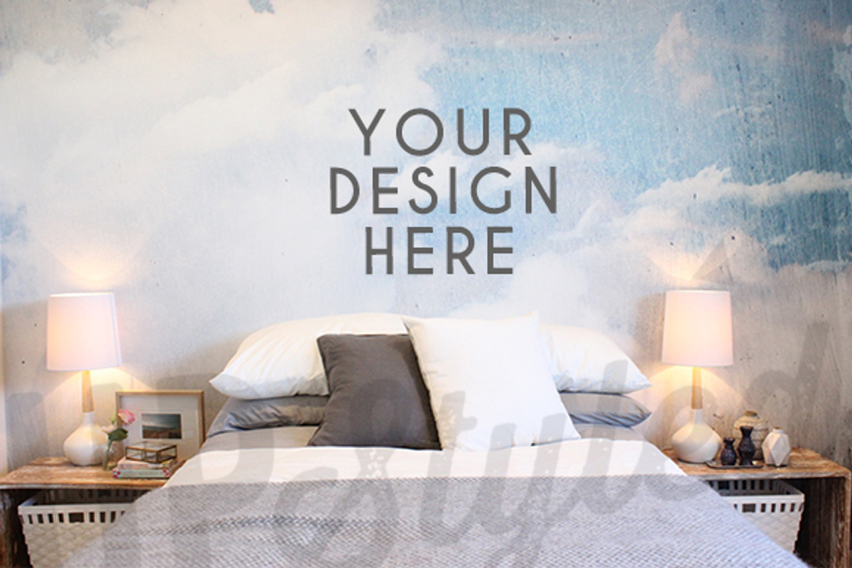 F200 Bed Wall Mock Up, a Product Mockup by UpStyled (Photo 1 of 2)