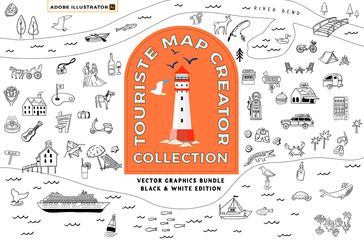Travel Map Creator Collection, an Illustration by Happy Monday Creative (Photo 1 of 22)