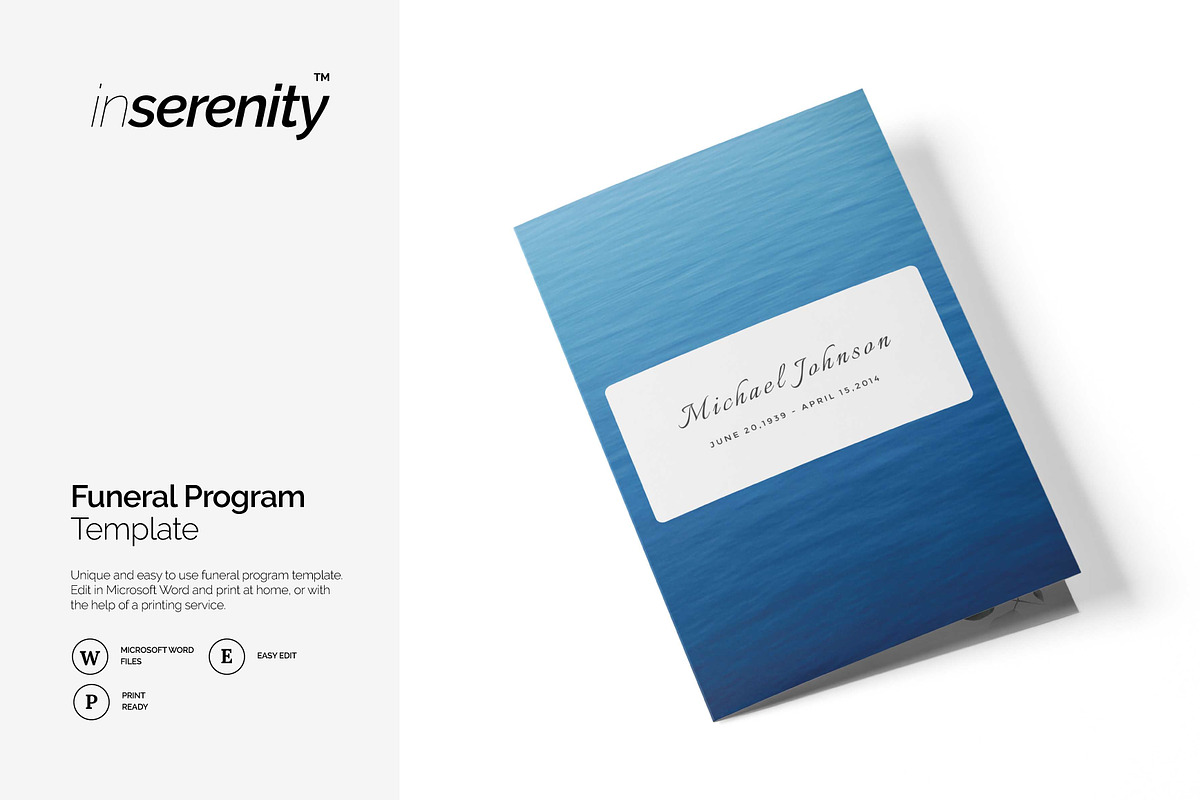 Funeral Program Template Blue Ocean, a Brochure Template by inserenity (Photo 1 of 5)