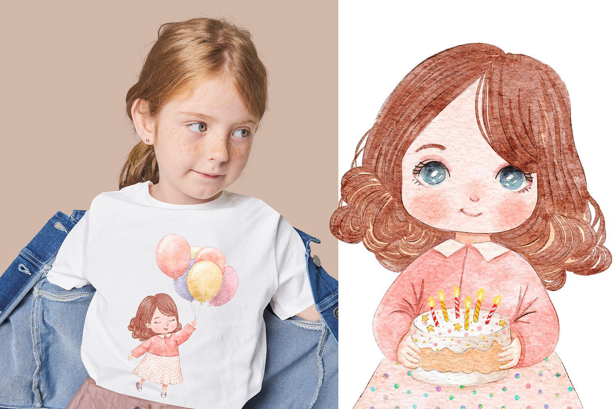Happy Birthday watercolor collection, a Decorative Illustration by AlineArtStore (Photo 10 of 13)