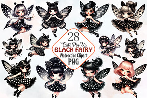 Cute pin up black fairy, an Illustration by RobertsArt
