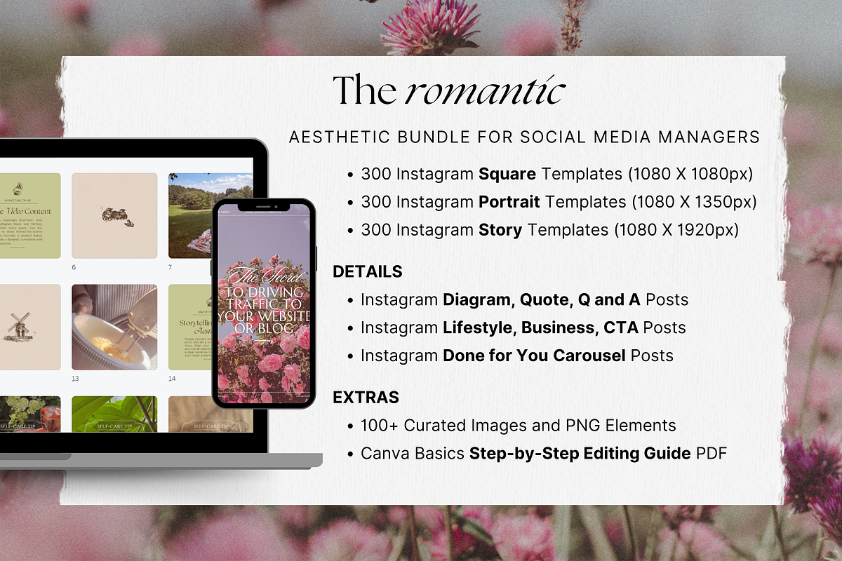 The Romantic Social Media Bundle, a Social Media Template by The Flossy Finch (Photo 2 of 22)