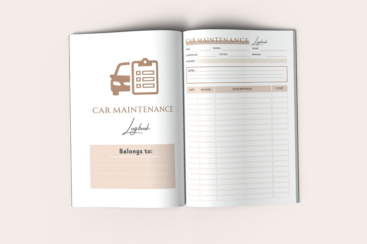 Car Maintenance Logbook, a Templates & Theme by KDPISH (Photo 2 of 4)