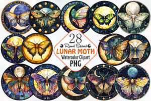 Lunar Moth Stained Glass Clipart, an Illustration by RobertsArt