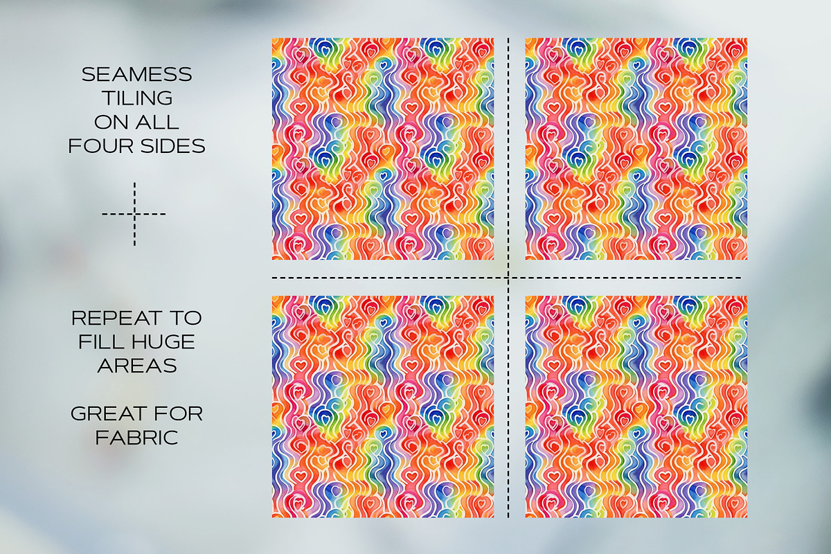 Watercolor Rainbow Hearts, a Pattern Graphic by Skritch Studio (Photo 7 of 8)