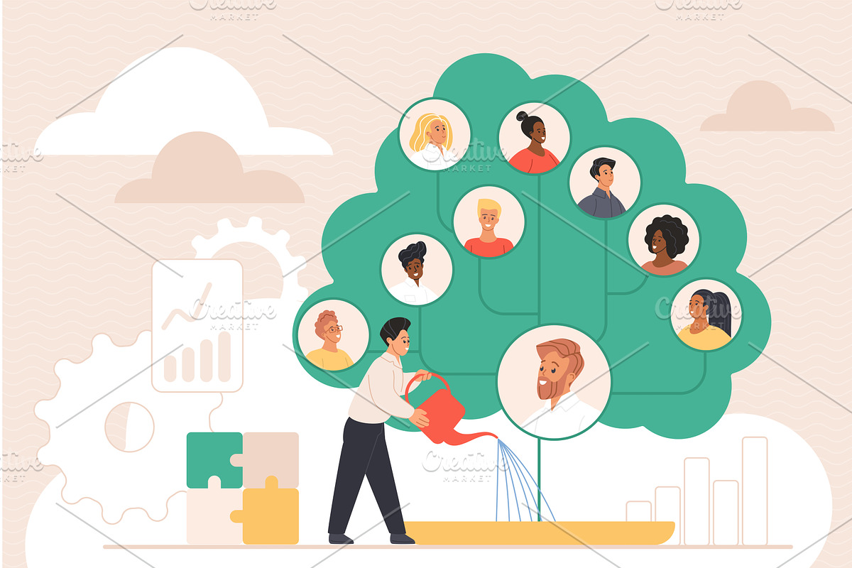 Corporate company team development, a Person Illustration by Lemberg Vector