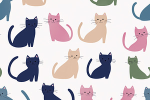 Cute colorful cats seamless pattern design with adorable cartoon, a Pattern Graphic by Studio ANNA