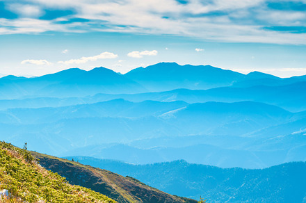 Blue mountains and green hills, a Nature Photo by Vapi
