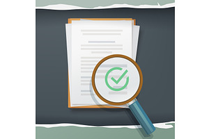 examining document by magnifying, a Finance Illustration by IfH