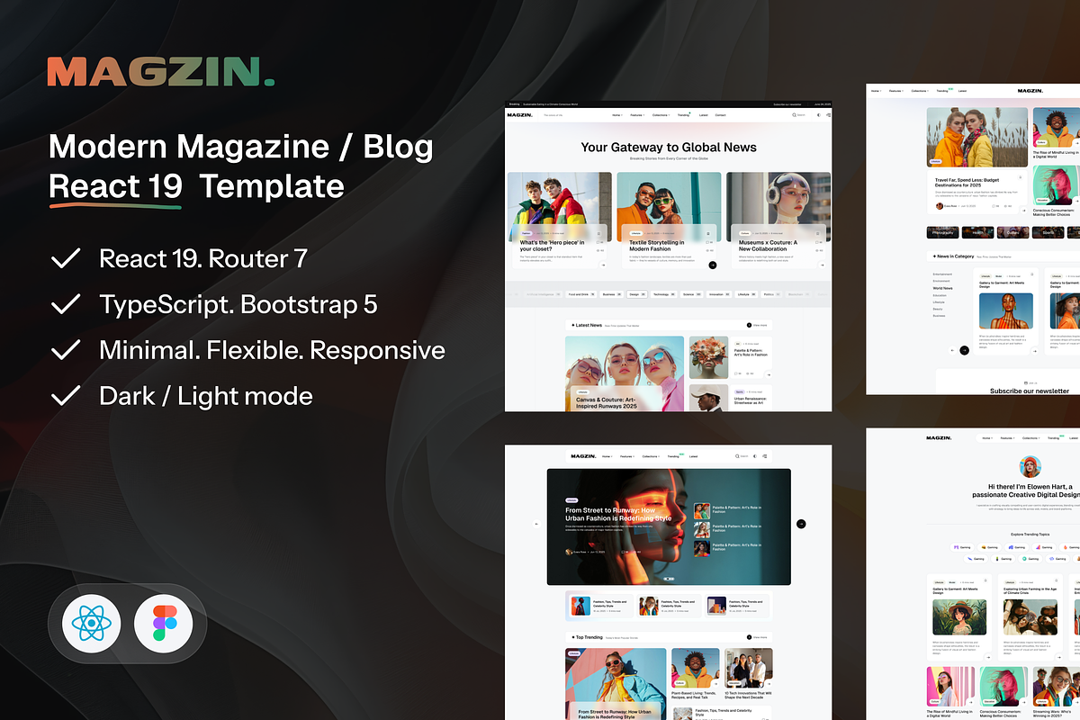Magzin - Magazine & Blog React 19, a React Template by AliThemes (Photo 1 of 2)