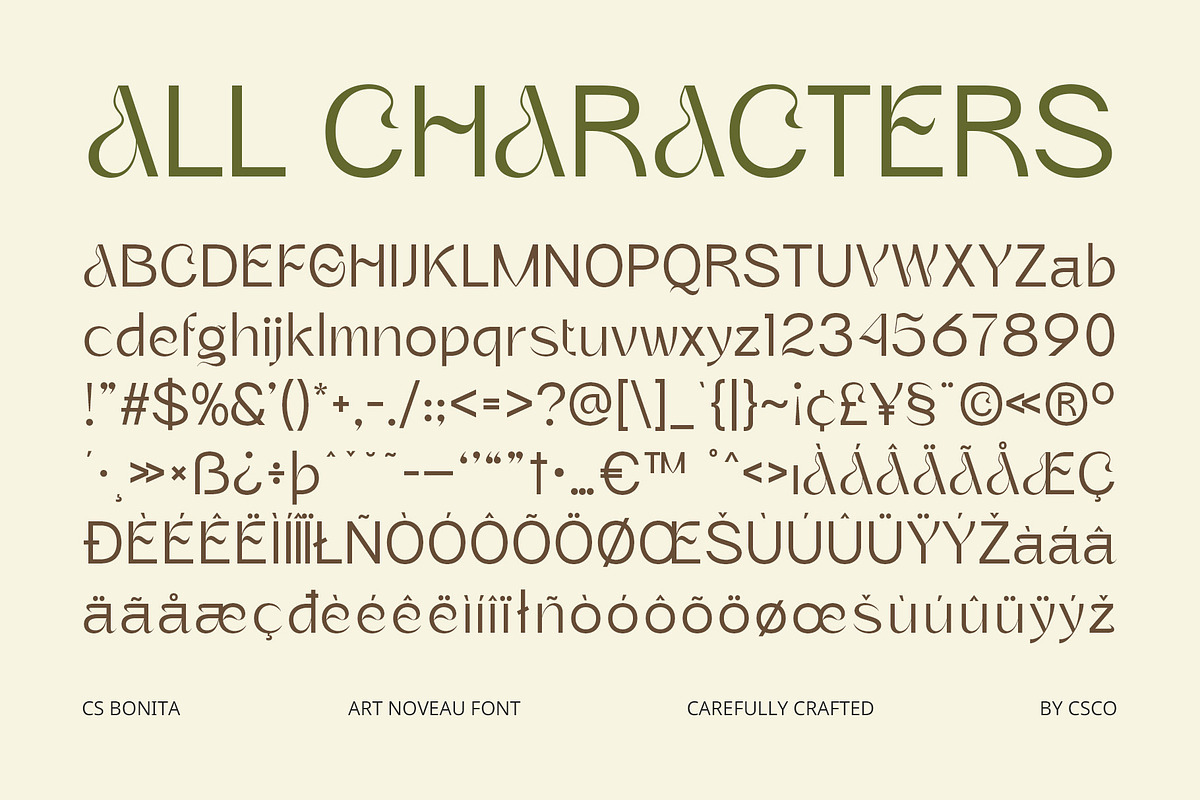 CS Bonita – Art Nouveau Font, a Sans Serif Font by Craft Supply Co. (Photo 8 of 8)