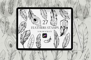 Elegant Feathers Procreate Stamps