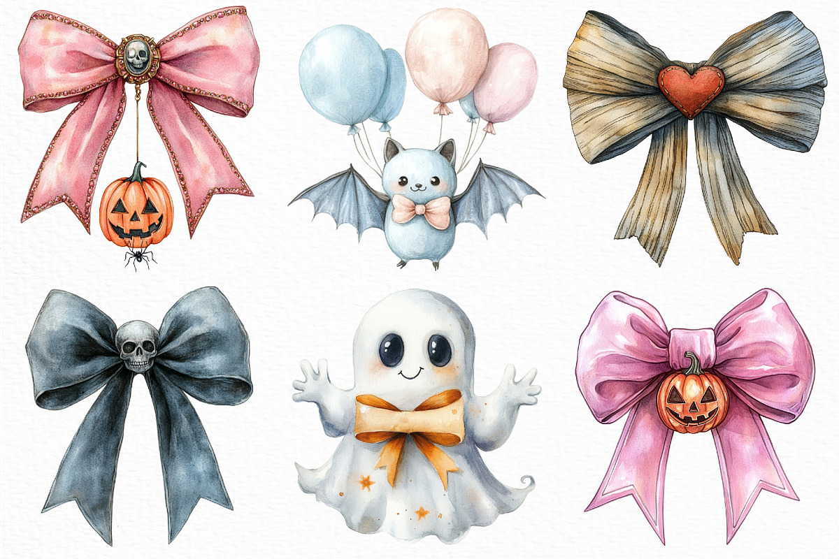 Watercolor Spooky Momma Bow PNG, an Illustration by Craft Nest (Photo 2 of 6)