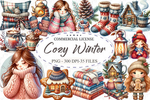 Cozy Winter Clipart, an Illustration by designcity5