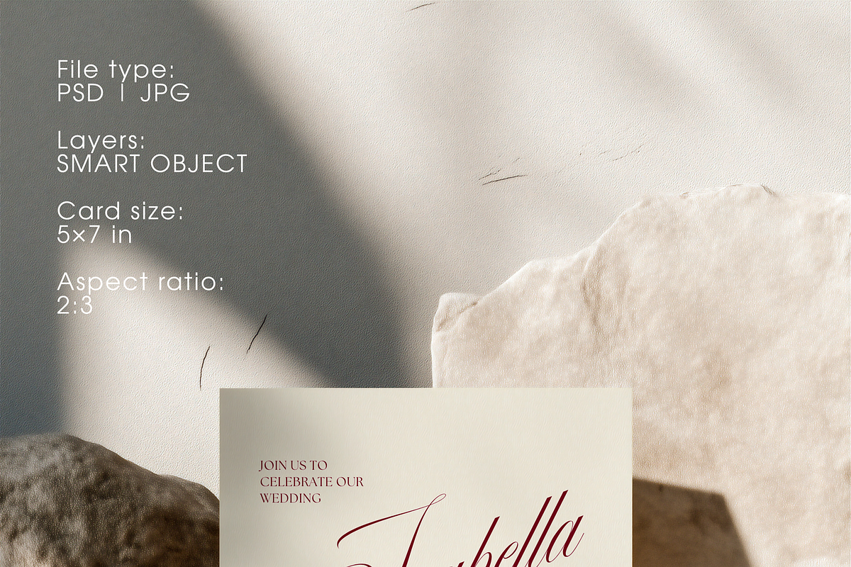 Minimal Stone Invitation Card Mockup, a Product Mockup by Serenefeeling (Photo 3 of 6)