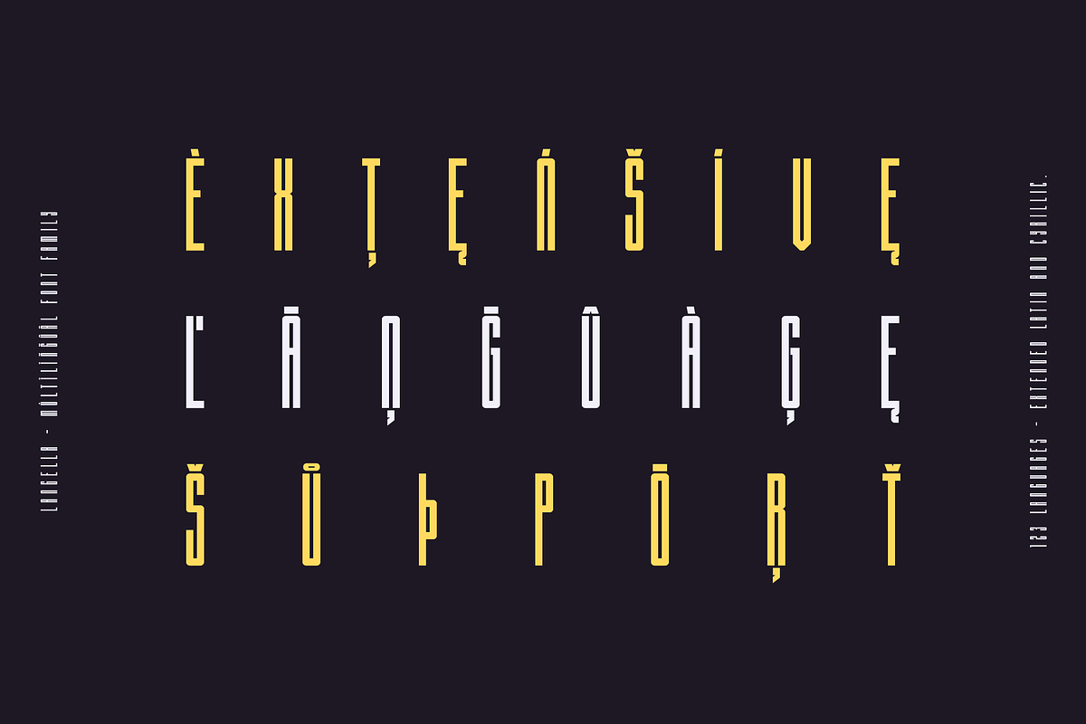Langella Tall Font Family (16 Fonts), a Sans Serif Font by alpercakici (Photo 3 of 16)