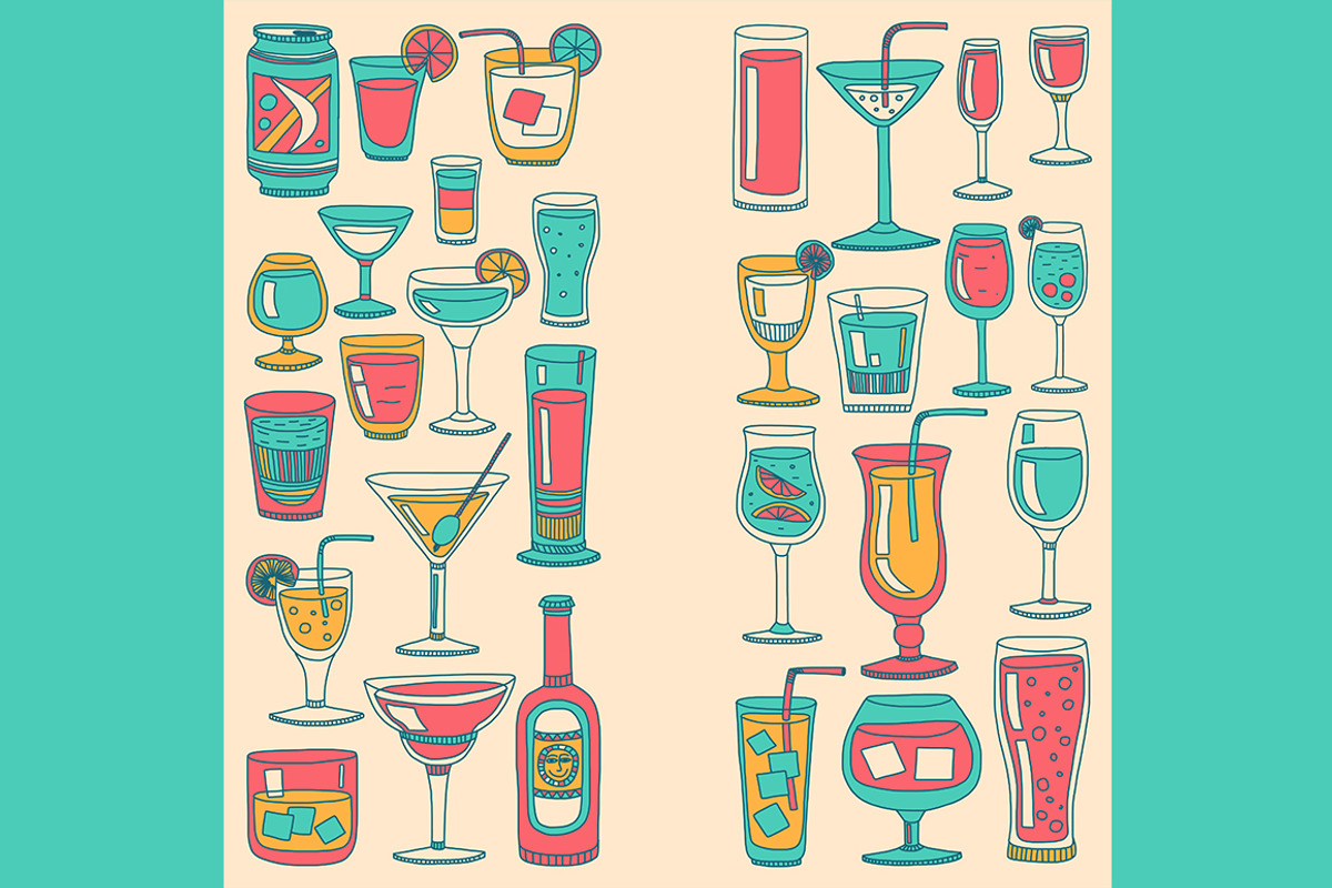 Doodle cocktail icons and patterns, a Pattern Graphic by Art Loft (Photo 13 of 16)