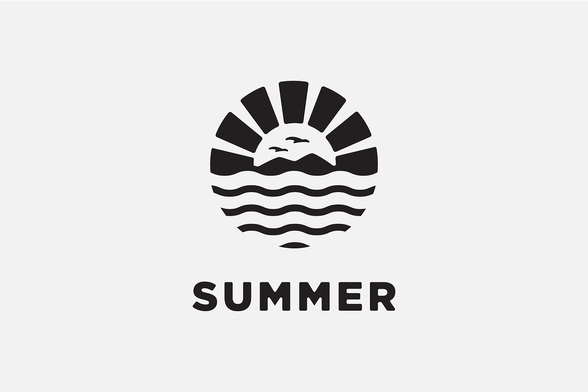 summer beach mountain sea ocean logo, a Branding & Logo Template by funpixel