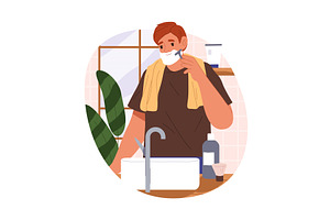 Vector man shaving beard with razor, a Person Illustration by Elegant Solution