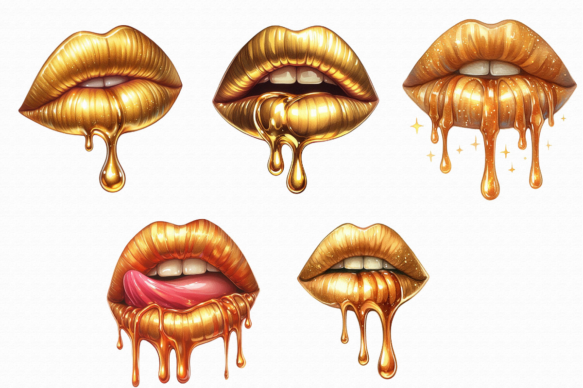 Golden Lips PNG, an Illustration by Libby Wishes (Photo 8 of 8)