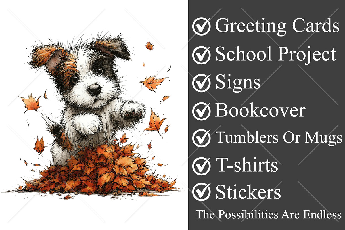 Whimsical Fall Dog Clipart Bundle, a Seasonal Illustration by Canvas Craft (Photo 3 of 10)