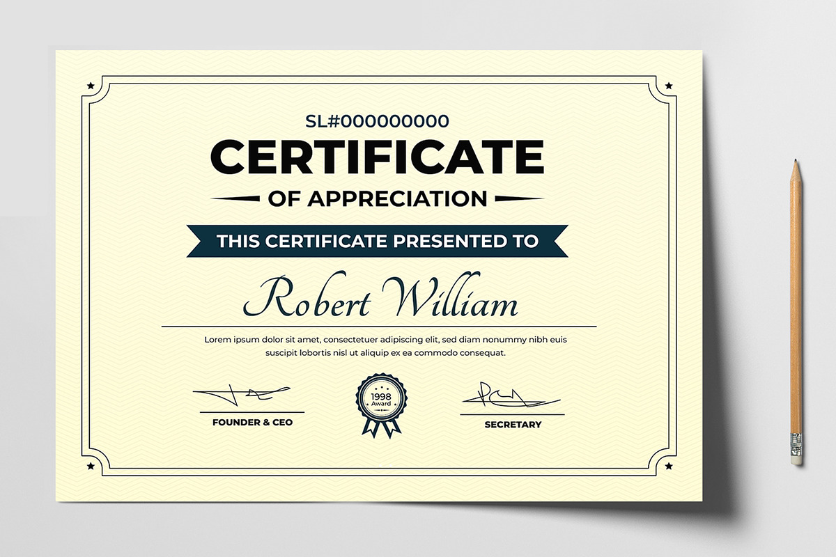 Certificate Template Layout, a Stationery Template by MightyDesign (Photo 1 of 6)