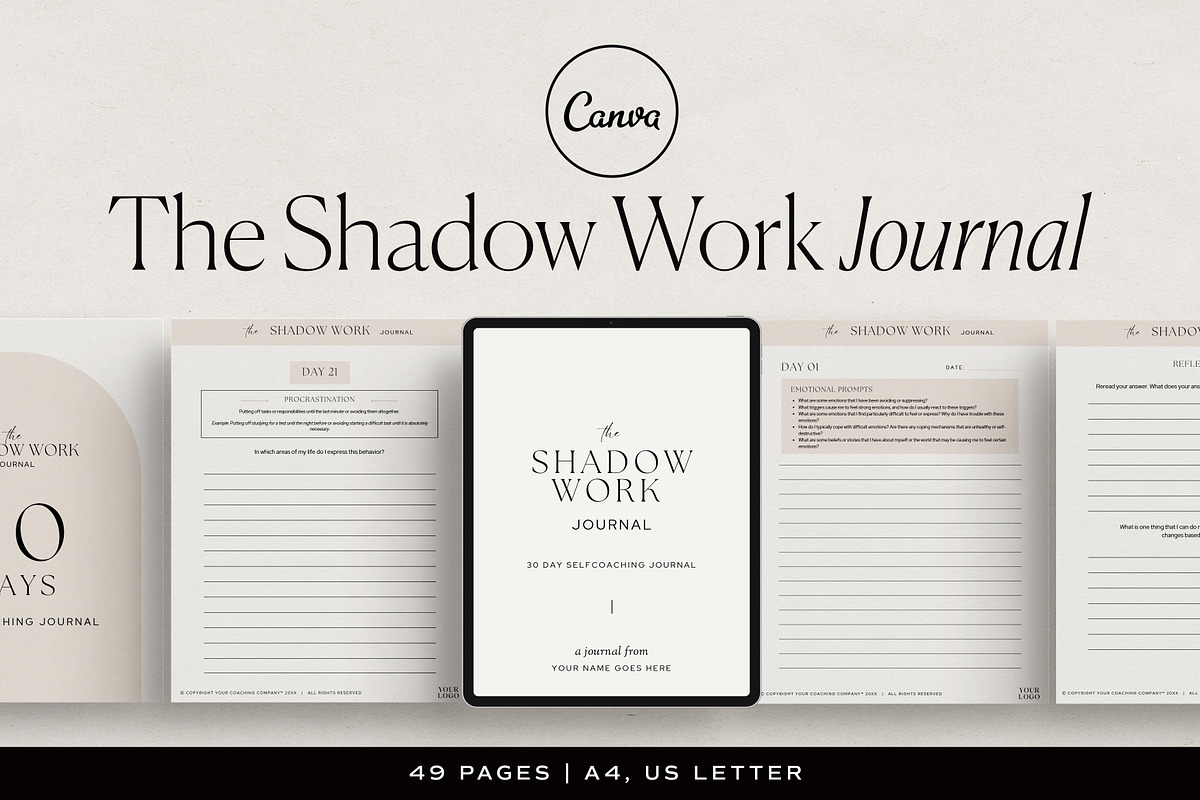 Shadow Work Journal Canva Template, a Presentation Template by HelloKarla (Photo 1 of 6)