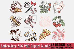 Embroidery SVG PNG Clipart Bundle, an Object Illustration by Ya_ Design Store