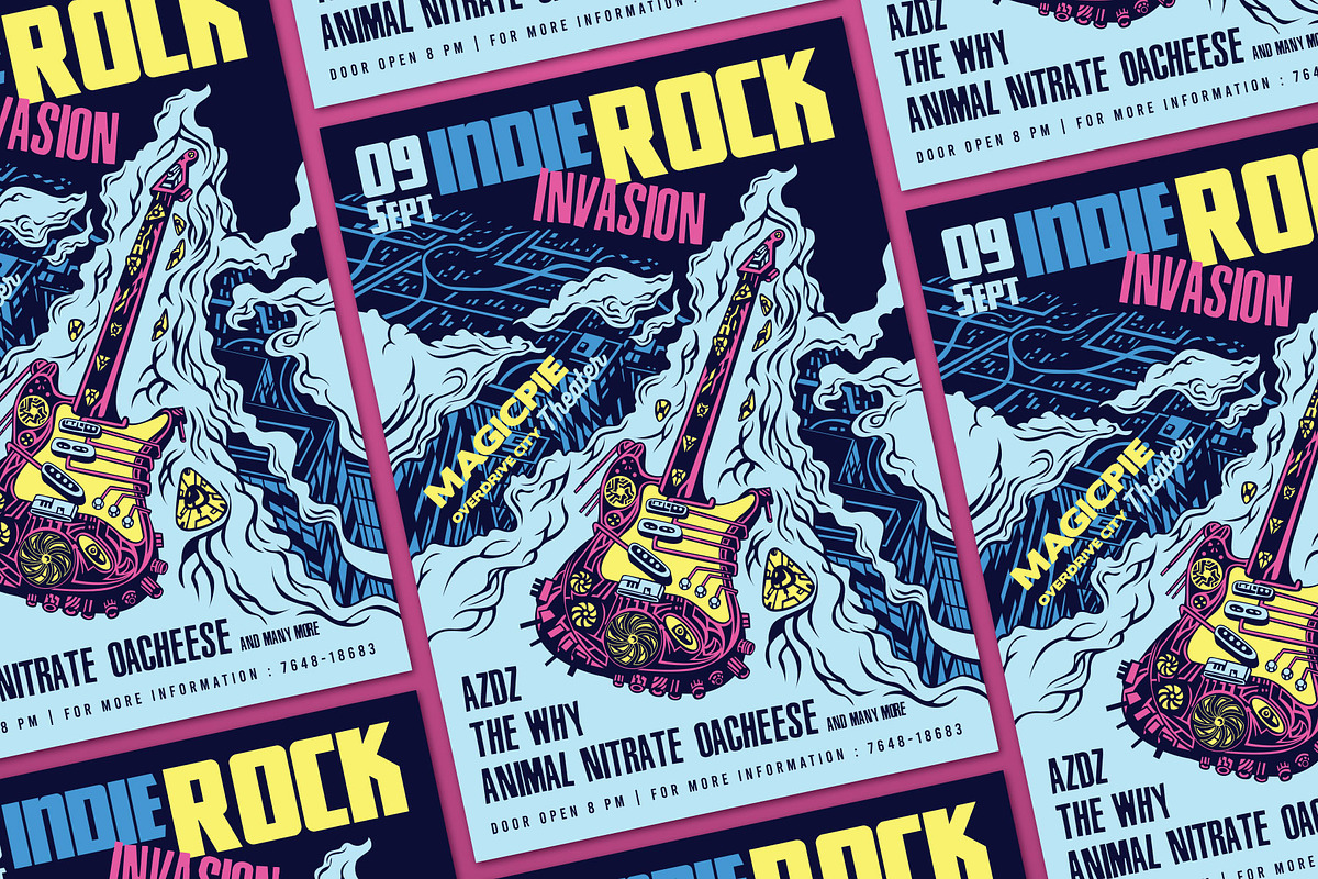 Guitar Alien Indie Rock Flyer, a Flyer Template by ashenterprise (Photo 3 of 3)