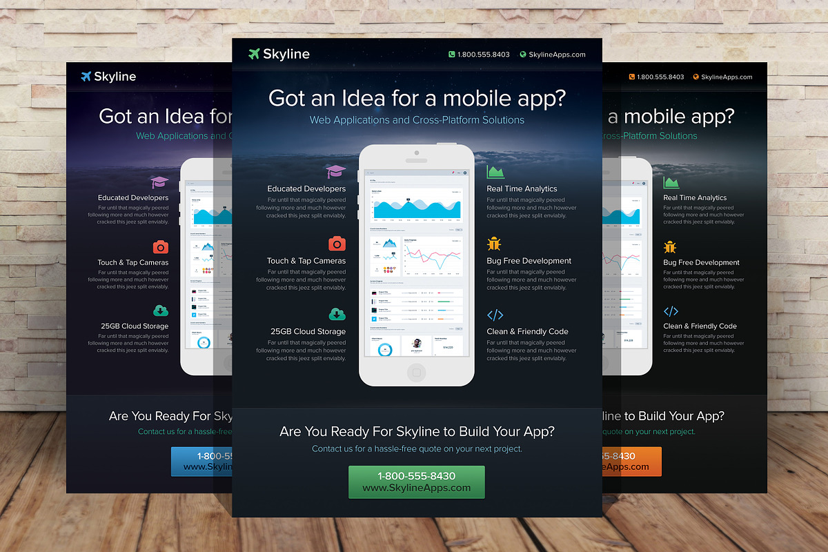 Mobile App Flyer Template, a Flyer Template by Creativenauts (Photo 1 of 4)