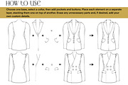 Blazer Constructor - Mix & Match set, an Object Graphic by designs.svkl (Thumbnail 9 of 11)