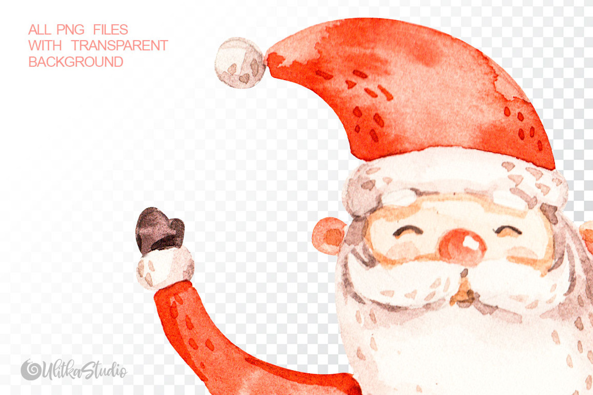Happy Santa Claus. Christmas clipart, a Decorative Illustration by UlitkaStudio (Photo 9 of 10)