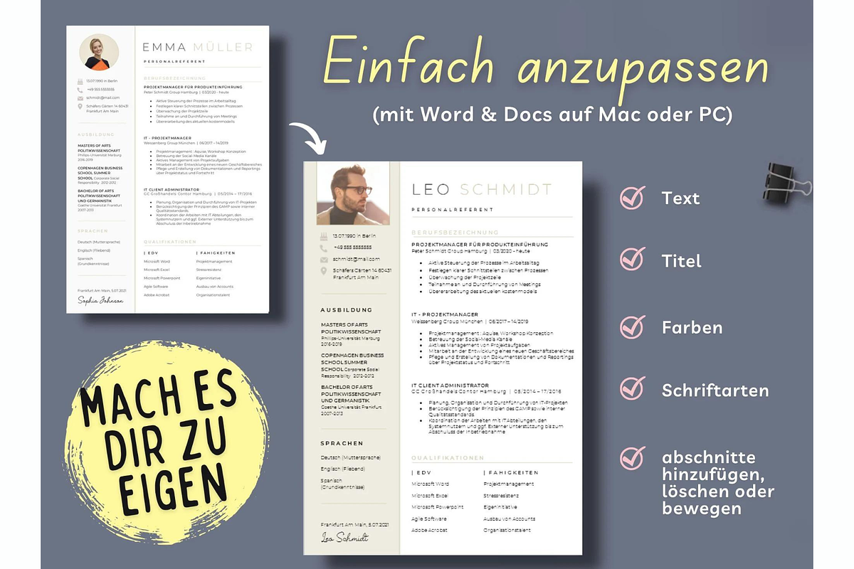 Bewerbungsvorlagen, Lebenslauf, a Resume Template by Climbwithelevator (Photo 6 of 10)