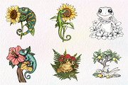 Botanical Summer Amphibians & Reptil, an Illustration by CreationArt (Thumbnail 2 of 5)