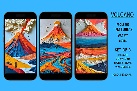 Mobile Phone Wallpapers (Volcano), a Wallpaper Graphic by Shisa Images
