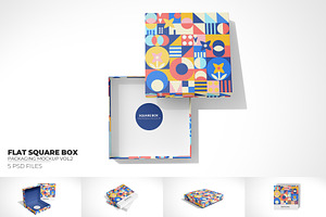 Flat Square Box Packaging Mockup V.2