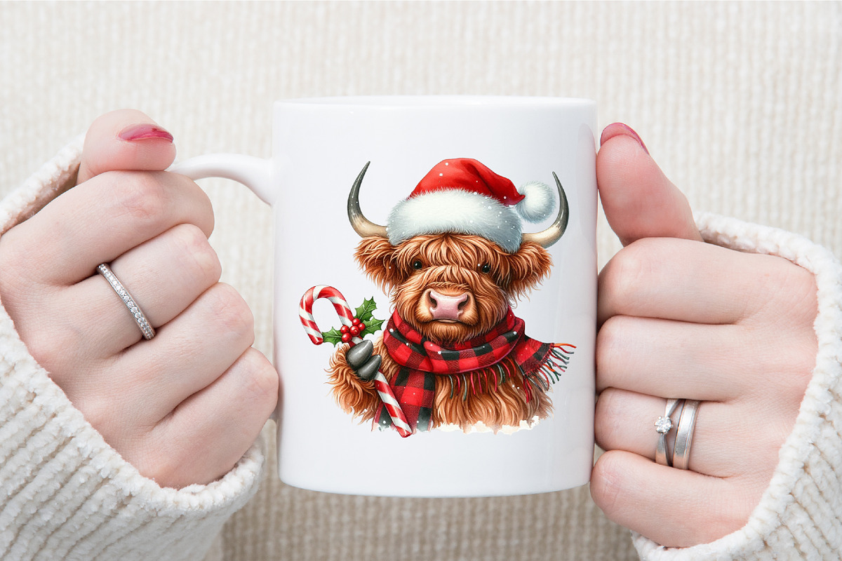 Christmas Highland Cow PNG, an Illustration by Sublimation Artist (Photo 4 of 9)
